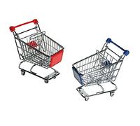 CARRELLO DELLA SPESA MINI IN ALLUMINIO E PLASTICA 14X14 CM COLORE ROSSO O BLU