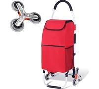 Carrello della Spesa per Impieghi Gravosi con Ruote, Piccolo Carrello della Spesa Portatile Pieghevole con Borsa della Spesa Impermeabile Rimovibile Telaio in Lega di Alluminio, 6 Wheels Red