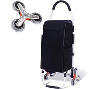 Carrello della Spesa per Impieghi Gravosi con Ruote, Piccolo Carrello della Spesa Portatile Pieghevole con Borsa della Spesa Impermeabile Rimovibile Telaio in Lega di Alluminio, 6 Wheels Black