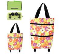 Carrello della spesa pieghevole 2 in 1 con ruote, borsa della pieghevole | Cerniera pieghevole a due stadi, borsa for la spesa pieghevole 2 in 1 con ruote, grande capacità for frutta