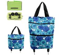 Carrello della spesa pieghevole 2 in 1 con ruote, borsa della pieghevole | Cerniera pieghevole a due stadi, borsa for la spesa pieghevole 2 in 1 con ruote, grande capacità for frutta