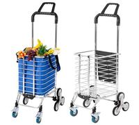 Carrello della spesa pieghevole 3 in 1 con 6 ruote e corde di tensione regolabili, grande carrello per salire le scale, perfetto per un facile trasporto e carichi pesanti