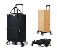 Carrello della Spesa Pieghevole, Carrello Multiuso Leggero di Grande capacità da 35 L, Scale Carrellino con Borsa Impermeabile Rimovibile e Struttura in Metallo Resistente,Nero