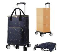 Carrello della Spesa Pieghevole, Carrello Multiuso Leggero di Grande capacità da 35 L, Scale Carrellino con Borsa Impermeabile Rimovibile e Struttura in Metallo Resistente,Multi Colored