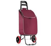 Carrello della spesa pieghevole con 2 ruote, con tasca, per la spesa, lavanderia e giardino, leggero e (colore rosso)