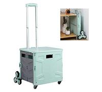 Carrello della spesa pieghevole con coperchio, carrello portatile a 8 ruote, 45 l/65 l, contenitore per SUV, campeggio, carrello di trasporto della spesa, verde, ideale per viaggi e supermercati