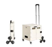 Carrello della spesa pieghevole con coperchio, con manico telescopico, per insegnanti, per salire le scale, per campeggio, shopping, traslochi, facile da trasportare (bianco, grande)