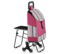 Carrello della spesa pieghevole con sedile - Carrello portatile per la spesa con ruote per una facile conservazione - Carrello per salire le scale (stile 8) - Leggero e