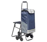 Carrello della spesa pieghevole con sedile resistente per salire le scale, per shopping, lavanderia, viaggi, carrello multifunzione per scale mobili e molto altro ancora