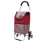 Carrello della Spesa Pieghevole da 35 Litri con Borsa Impermeabile Oxford e Telaio in Alluminio, carrellino Spesa per Salire Le Scale di Grande capacità con Ruote,Rosso