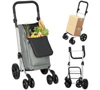 Carrello della spesa pieghevole Homcom 46 L Carrello 3 in 1 con borsa termica a 6 ruote e maniglia regolabile 44X58X100 cm Grigio