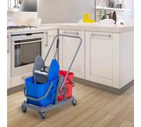 Carrello delle Pulizie Professionale 2 Secchi Capacità 25L Strizzatore 73 × 45 × 92cm