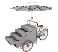 Carrello di distribuzione mobile a tre ruote con lo scaffale di esposizione a 4 strati per le vendite di fast food e bevande