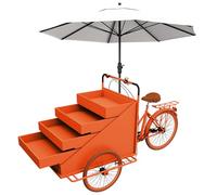 Carrello di distribuzione mobile a tre ruote con lo scaffale di esposizione a 4 strati per le vendite di fast food e bevande