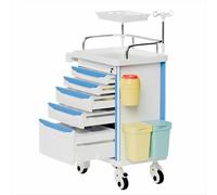 Carrello di emergenza con accessori IV Pole, scheda cardiaca, supporto O2, carrello mobile, bidone della spazzatura, cassetto per clinica, centro infermieristico, 76,2 cm L x 48,3 cm L x 96,5 cm H