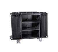 Carrello di pulizia delle pulizie con carrello multifunzionale a spinta manuale e borsa di stoffa per un efficiente servizio in camera d'albergo