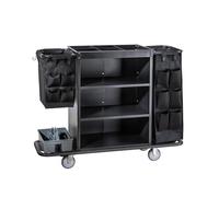 Carrello di pulizia delle pulizie con carrello multifunzionale a spinta manuale e borsa di stoffa per un efficiente servizio in camera d'albergo