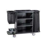 Carrello di pulizia delle pulizie con carrello multifunzionale a spinta manuale e borsa di stoffa per un efficiente servizio in camera d'albergo