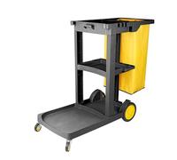Carrello di pulizia in plastica resistente con ruote, grande capacità, organizer a 3 livelli con ruote girevoli (nero)
