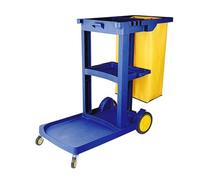 Carrello di pulizia in plastica resistente con ruote, grande capacità, organizer a 3 ripiani, ruote girevoli per una facile mobilità (blu)