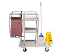 Carrello di pulizia mobile in acciaio inox, resistente, per uso commerciale, giardino, scuola, ospedale e fabbrica, durevole strumento per la pulizia
