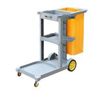 Carrello di pulizia professionale con ruote in gomma silenziose Cesto portabiancheria multifunzionale a 3 livelli per la casa centro commerciale scuola hotel - grigio