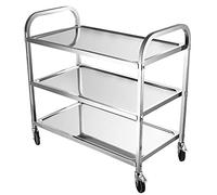 Carrello di servizio, carrello multiuso a 3 ripiani, carrello estraibile in acciaio inox, carrello di servizio per ripiano auto da cucina, con ruote bloccabili, per hotel/ristorante/casa, 85*45*90