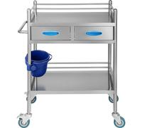 Carrello di servizio Carrello portatile a 2 cassetti in acciaio inox