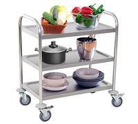 Carrello di servizio da cucina a 3 livelli in acciaio inossidabile con serratura Sto Trolley Island-Sle Utili Cart su ruote per hotel e ristoranti - le Food Serving Solut