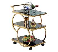 Carrello di servizio dell'acciaio inossidabile con il carrello mobile della bevanda della cima di vetro temperato per la casa e l'hotel Design elegante dell'anello per l'esperienza culinaria