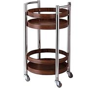 Carrello di servizio dell'hotel di strato dell'acciaio inossidabile 2 con il carrello di approvvigionamento del vassoio del vino di legno solido per
