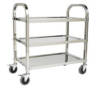 Carrello di servizio in acciaio inossidabile, carrello estraibile a 3 ripiani, con ruote bloccabili, carrello di servizio con ruote, ripiano portaoggetti per carrello da cucina, per hotel/ristorante/c