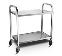 Carrello di servizio in acciaio inox a 2 ripiani, carico massimo 150 kg, ideale per hotel, ristoranti, ospedali, disponibile in 3 misure