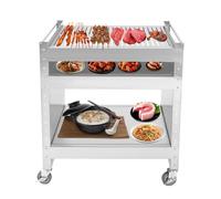 Carrello di servizio in acciaio inox con 3 ripiani, 59 x 40,5 x 82 cm | Carrello per alimenti con ruote e freno, carrello da portata per ristoranti, biblioteche, cucine, soggiorno, camera da letto
