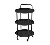 Carrello di servizio mobile a 3 ripiani, montaggio senza attrezzi, ruote universali a 360°, nero, 48 x 87 cm, perfetto per soggiorno, camera da letto, balcone, nization