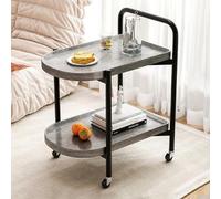 Carrello di servizio mobile con ruote, carrello in legno a 2 ripiani per salone di bellezza, cucina e soggiorno, soluzione elegante per caffè, tè e altro
