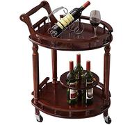 Carrello di servizio mobile di legno solido di 2 piani Carretto di servizio mobile con lo scaffale del vino, il carretto del tè del ristorante dell'hotel europeo