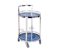 Carrello di servizio per hotel, a 2 ripiani, in vetro trasparente/blu reale, versatile carrello portaoggetti - perfetto per cene e uso domestico