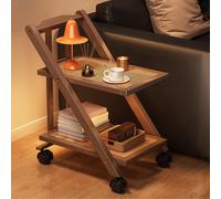 Carrello di Servizio Tavolino Laterale Scaffalatura Mobile Comodino Richiudibile