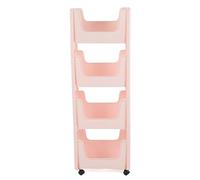 Carrello di stoccaggio addensato di grande capacità rack mobile con rotelle bloccabili per libri per stagioni di condimento bottiglie scaffri dell'organizzatore (Rosa)