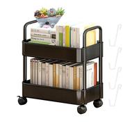 Carrello di stoccaggio dei libri rotolanti-Organizzatore a 2 livelli, scaffale a ruote | Libreria mobile per snack, artigianato, giocattoli, spazio abitativo, biblioteca di casa, angolo di lettura, ut