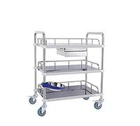 Carrello Di Stoccaggio For Piccoli Spazi A Strati In Acciaio Inossidabile Utilità Da Laboratorio Con Ruote Silenziose A 360° E Cassetto(60 * 40 * 86cm one standard)