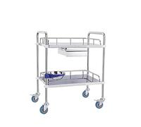 Carrello Di Stoccaggio For Piccoli Spazi A Strati In Acciaio Inossidabile Utilità Da Laboratorio Con Ruote Silenziose A 360° E Cassetto(60 * 40 * 86cm one high quality)