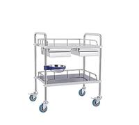 Carrello Di Stoccaggio For Piccoli Spazi A Strati In Acciaio Inossidabile Utilità Da Laboratorio Con Ruote Silenziose A 360° E Cassetto(60 * 40 * 86cm two high quality)