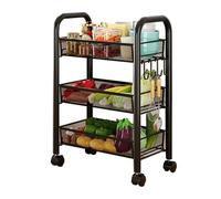 Carrello di stoccaggio in metallo carrello rotolante carrello di utility rotolante con ripiani a più strati per organizzatore mobile organizzatore di organizzazione della cucina e (Tre strati neri)