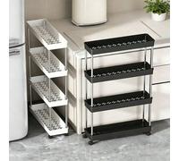 Carrello di stoccaggio portatile a 2/3/4 ripiani, adatto per spazi stretti, largo 13 cm, con design di drenaggio cavo, ruote mobili e rete di drenaggio, scaffale di stoccaggio mobile in metallo per la