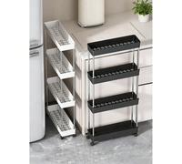 Carrello di stoccaggio portatile a 2/3/4 ripiani, adatto per spazi stretti, largo 13 cm, con design di drenaggio cavo, con ruote mobili e rete di drenaggio, scaffale di stoccaggio cucina mobile in tub