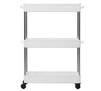 Carrello di stoccaggio sottile multistrato, unità mobile a scaffali con ruote e ganci, scaffale estraibile per , bagno, lavanderia e spazi stretti (Ripiano in acciaio plastico stretto a 3 strati)
