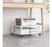 Carrello di supporto per stampante laser, resistente a 2 livelli con contenitore, supporto da pavimento su ruote, ripiano organizer per carta A4 per casa e ufficio