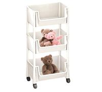 Carrello di utilità a rotazione-Organizzatore PP a 4 livelli, carrelo del carrello di stoccaggio, libreria a efficienza spaziale | di ripiani modulari con ruote di bloccaggio, armadio stretto